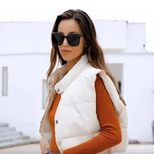 Retro Oversized Square Polarized Sunglasses For Men Women - Champagne - View 7