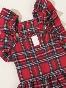 1 Set de ropa para mascotas con vestido estampado a cuadros y corbatín