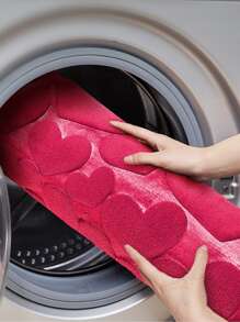 1 Stück Herz geprägter Bodenmatte, minimalistisch süße Flanell rechteckige weiche saugfähige Teppichfläche, geeignet für Wohnzimmer, Schlafzimmer, Badezimmer, Zuhause, ideal für Valentinstag Badezimmer Dekoration Badematte, Outdoor-Teppich, Türmatte, Herbstdekoration, Badezimmer-Accessoires, Schulanfang Eingangsbereich Dekoration - Heißes Pink - Übersicht 6