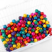 200入組/套時尚木頭DIY珠子適合女士適用於珠寶製作 - 七彩 - 查看 4