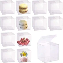 10 PCS Clear Candy Box 2"X 2"X 2" Favor Gift Boxes Transparent Plastic Cube Boxes For Cupcakes Wedding Party, - Transparent - View 1