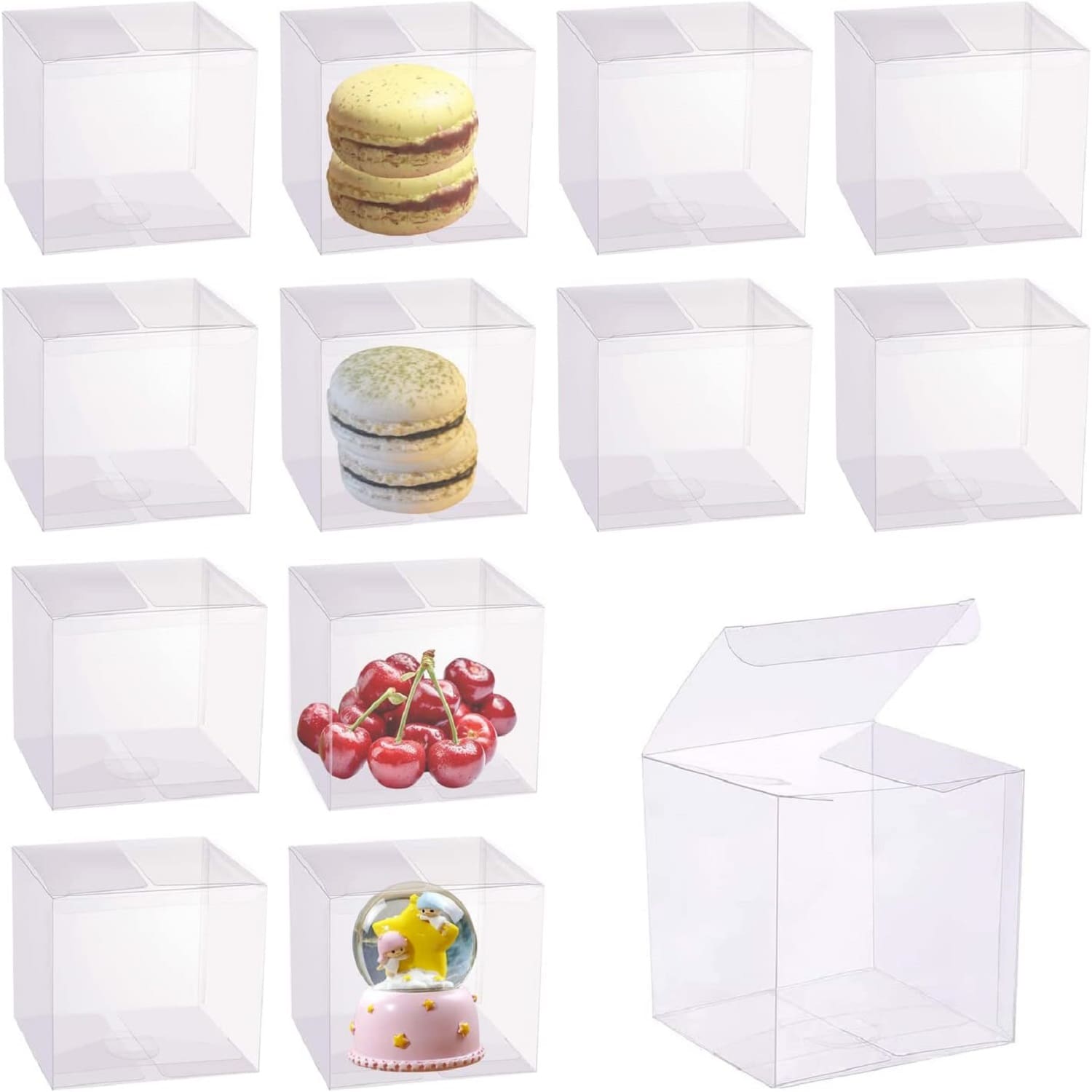 10 PCS Clear Candy Box 2"X 2"X 2" Favor Gift Boxes Transparent Plastic Cube Boxes For Cupcakes Wedding Party, - Transparent - View 1