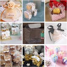 10 PCS Clear Candy Box 2"X 2"X 2" Favor Gift Boxes Transparent Plastic Cube Boxes For Cupcakes Wedding Party, - Transparent - View 2