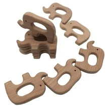 1入組山毛櫸木動物形狀大像出牙玩具木製工藝品加工 - 彩色 - 查看 5