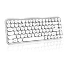 Wireless Bluetooth Keyboard Mini Portable 84-Key Keyboard Compatible With Android, Windows, PC, Tablet-Dark, Perfer For Home And Office Keyboards (Purple-Colorful) - 白色 - 查看 1