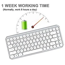 Wireless Bluetooth Keyboard Mini Portable 84-Key Keyboard Compatible With Android, Windows, PC, Tablet-Dark, Perfer For Home And Office Keyboards (Purple-Colorful) - 白色 - 查看 2