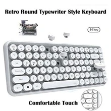 Wireless Bluetooth Keyboard Mini Portable 84-Key Keyboard Compatible With Android, Windows, PC, Tablet-Dark, Perfer For Home And Office Keyboards (Purple-Colorful) - 白色 - 查看 3