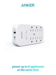 Anker Outlet Extender and USB Wall Charger, 6 Outlets and 2 USB Ports, 20W USB C Power Delivery High-Speed Charging iPhone 12/ iPhone 12 Pro, Multi-Plug for College Dorm Rooms, Home, and Office