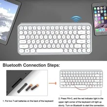 Wireless Bluetooth Keyboard Mini Portable 84-Key Keyboard Compatible With Android, Windows, PC, Tablet-Dark, Perfer For Home And Office Keyboards (Purple-Colorful) - 白色 - 查看 5