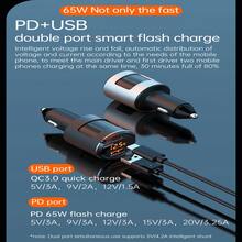 1pc 65w Silver High Power Car Charger With Pd Port & Qc3.0 Fast Charging & Voltage Monitoring, Compatible With Sc01 Notebooks - Silver - View 3