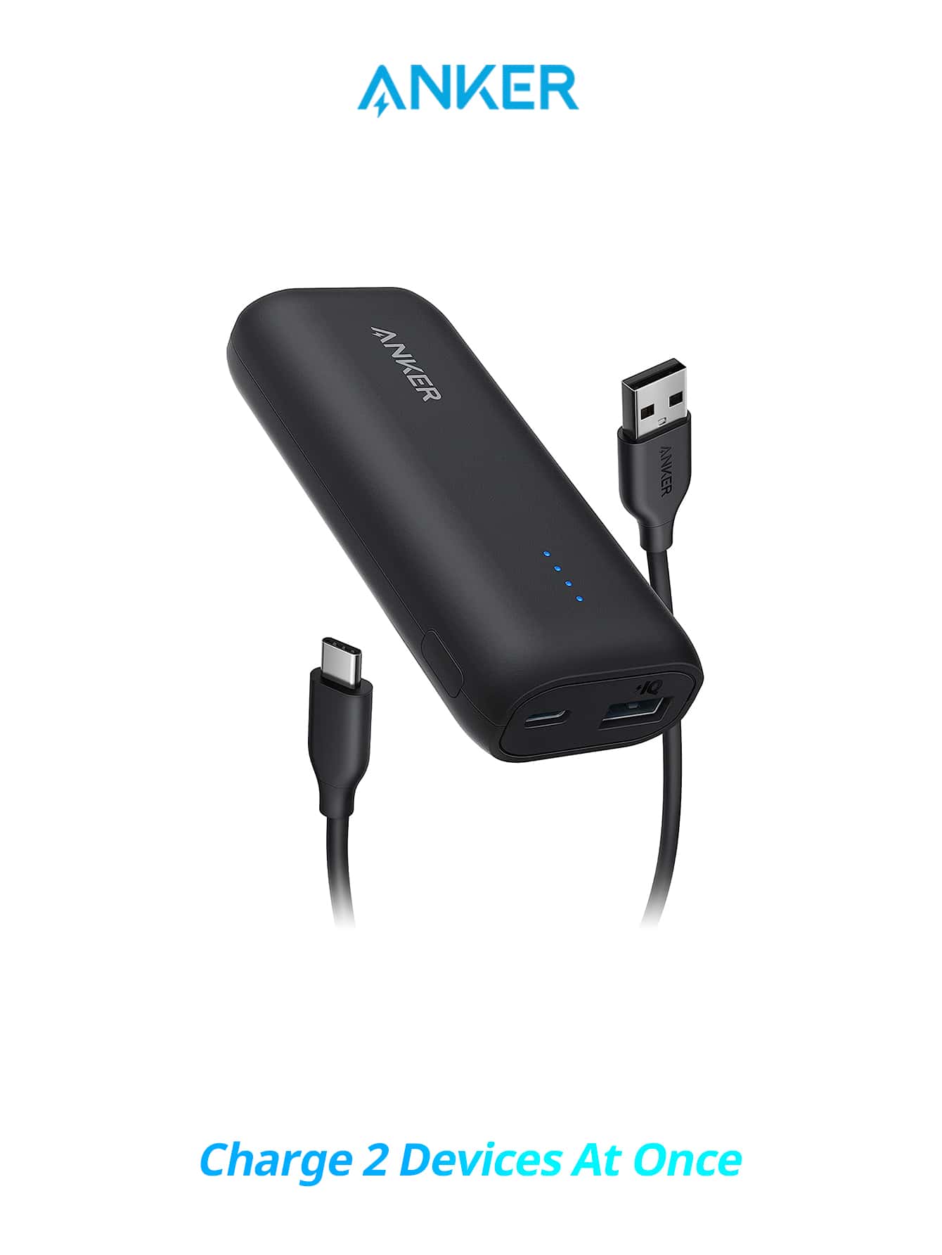 Anker 321 Power Bank (PowerCore 5K), 5,200mAh Portable Charger, Compatible with iPhone 15/14/13/12 Series, Google Pixel, LG, and More - 黑色 - 查看 1