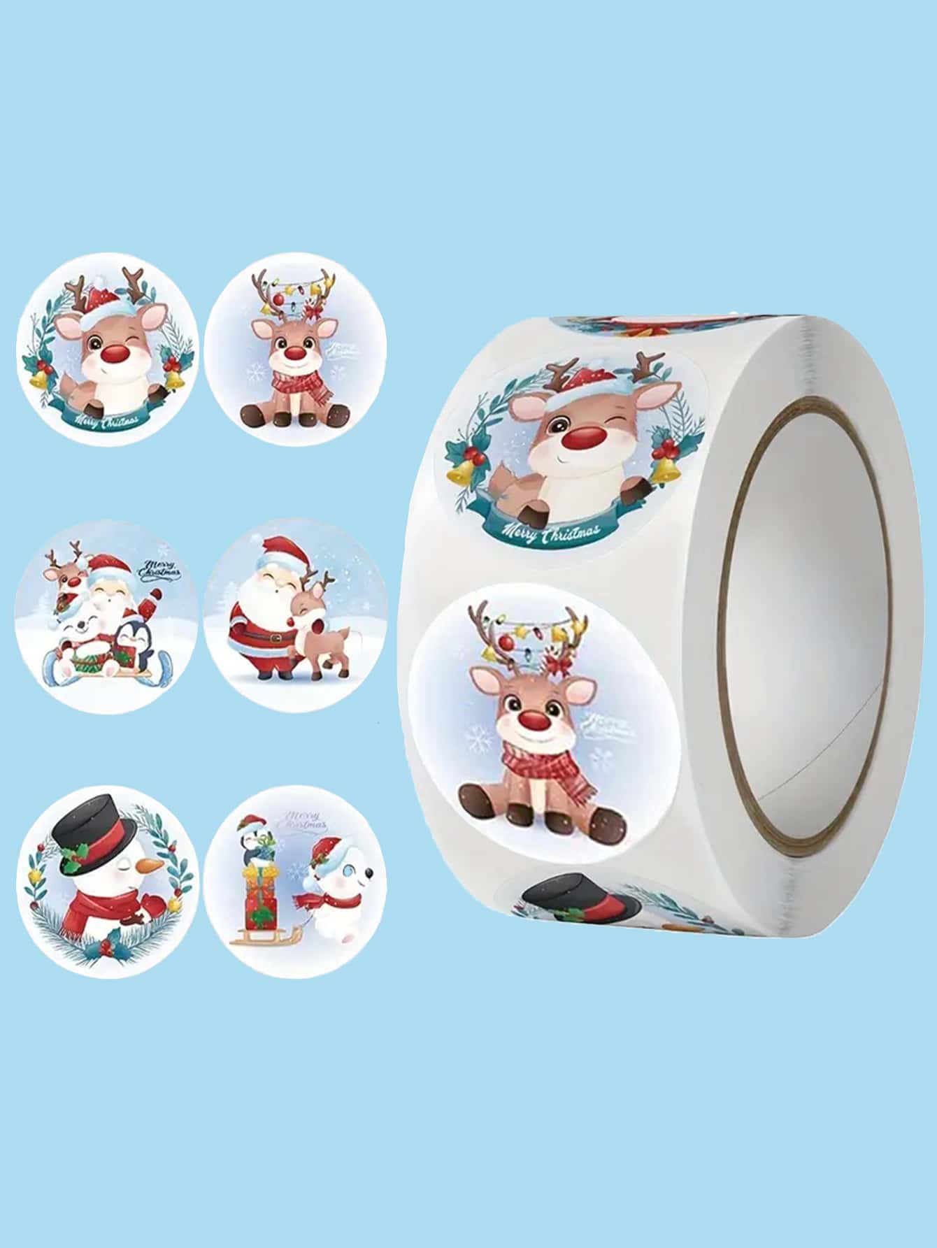 500Pcs/Roll Cartoon Merry Christmas Sticker Santa Adhesive Decorative Stickers For Xmas Gifts Envelop Seals Cards Packages - Multicolor - View 1