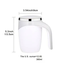 1pc 304 Stainless Steel Coffee Cup, Multi-function Stirring Cup, Automatic Magnetic Rotation Electric Milk Cup, Battery Not Included - Grey - View 2