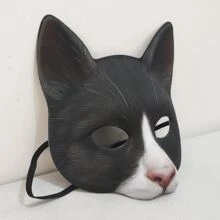 1pc Black Adorable Cow Cat Mask For Costume Cute - Black - View 2