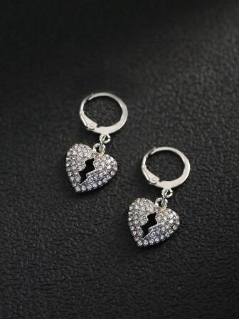 1雙男士嘻哈閃電形狀水鑽鉚釘鏤空耳環,銀顏色,適用於日常穿著