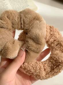 7 chiếc dây buộc tóc bằng vải nhung trơn màu dùng hàng ngày - Cà phê - Xem 3