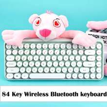 Wireless Bluetooth Keyboard Mini Portable 84-Key Keyboard Compatible With Android, Windows, PC, Tablet-Dark, Perfer For Home And Office Keyboards (Purple-Colorful) - 薄荷綠 - 查看 1