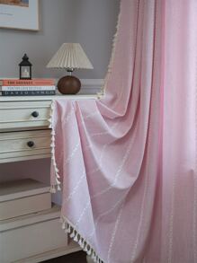 Pink Tassel Curtains For Bedroom - Pink - View 6