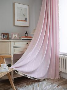Pink Tassel Curtains For Bedroom - Pink - View 2