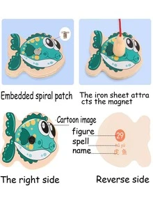 1pc 31 Fishes Magnetic Wooden Fishing Toy Set For Kids Brain Teaser Game In Wooden Box, Educational Toy For Baby To Learn Numbers And Shapes Through Colorful Fish Playing Game - Multicolor - View 6