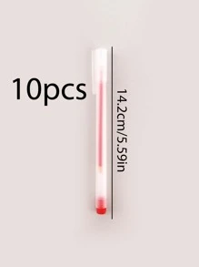 10pcs/Set Simple Transparent Frosted Neutral Pens Stationery Fresh And Simple Watercolour Pen 0.5mm Fountain Pen Office Pen - Red - View 6