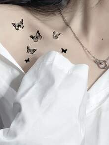 （一組8張）蝴蝶紋身貼防水持久模擬個性性感紋身紋身貼男女兒童