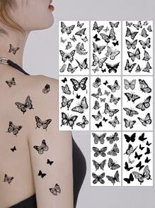（一組8張）蝴蝶紋身貼防水持久模擬個性性感紋身紋身貼男女兒童