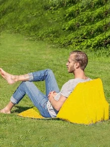 1 Pieza Cojín Triangular De Peluche Inflable De Pvc Para Mayorista, Azul / Amarillo - Amarillo - Ver 1