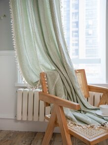 Bohemian Style Green Tassel Curtain - Green - View 1