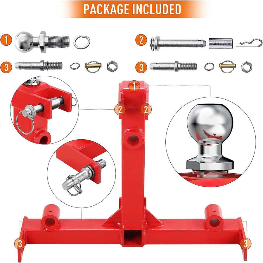 Hay Bale Spear Attachment 3-Point Gooseneck Tractor Trailer Hitch with