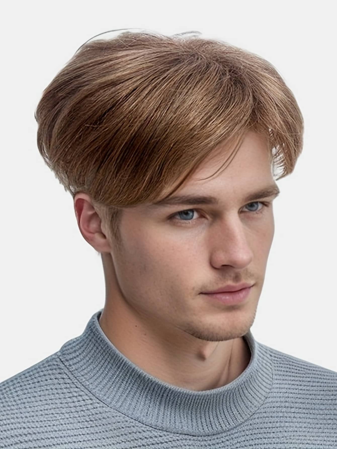 1入組男士金色短假髮假髮夾接髮用於遮蓋掉落白髮 - 亞麻金 - 查看 1