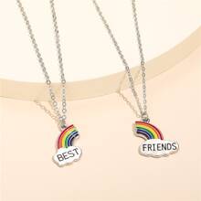 European And American Style Simple Creative Rainbow Best Friends Pendant Necklace - Multicolor - View 2