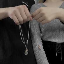 European And American Style Simple Creative Rainbow Best Friends Pendant Necklace - Multicolor - View 1