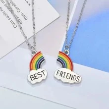 European And American Style Simple Creative Rainbow Best Friends Pendant Necklace - Multicolor - View 3