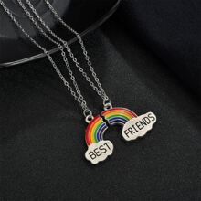 European And American Style Simple Creative Rainbow Best Friends Pendant Necklace - Multicolor - View 4