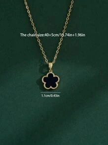 花朵吊坠项链 情人节、妈妈、母亲、母亲节、礼物 - 黑色 - 查看 4