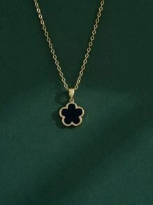 花朵吊坠项链 情人节、妈妈、母亲、母亲节、礼物 - 黑色 - 查看 5