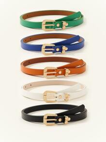 5pcs Elegant Gold Buckle Women's Dress Belt, Versatile & Practical For Everyday Wear