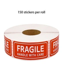 1 Roll Fragile Warning Sticker Label, Handle With Care, For Shipping And Packaging Label - Multicolor - View 1