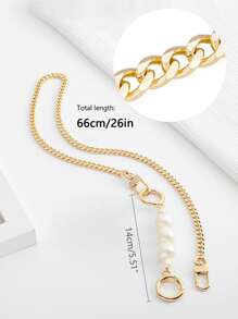1pc Gold Chain Strap Mahjong Bag Long Chain Accessory, Underarm Bag Chain Rod Replacement Shoulder Strap DIY Modification Accessory - Gold - View 6