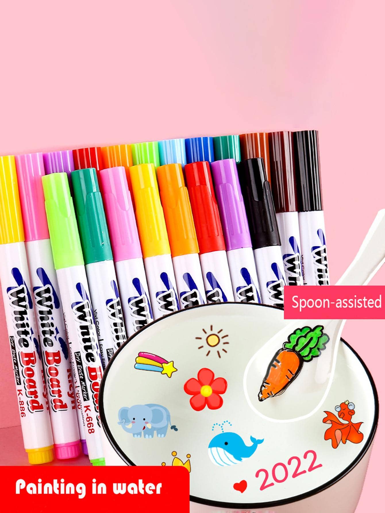 12pcs Random Color Water Drawing Floating Doodle Pen For Kids, Magical