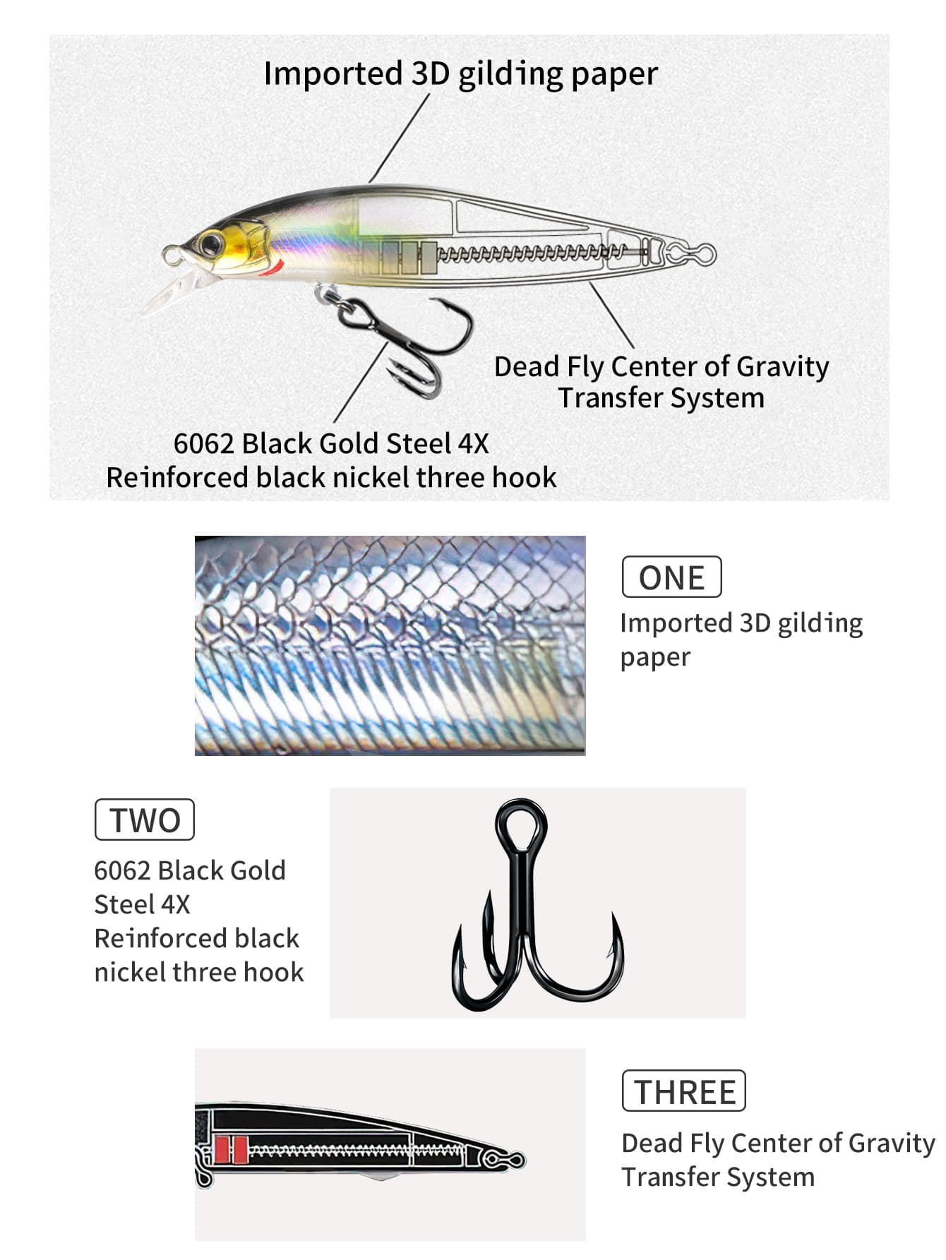 2 white floating hover water mimetic lures specially designed for sea