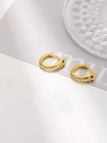 S925 Sterling Silver Snake Hoop Earrings For Women Birthday Gifts - Gold - View 3