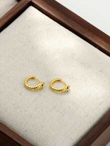 S925 Sterling Silver Snake Hoop Earrings For Women Birthday Gifts - Gold - View 4