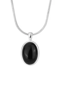 時尚黑色寶石鈦鋼吊墜項鍊 - 黑色 - 查看 2