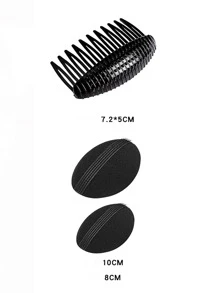 3 cái/bộ Vô hình Phụ kiện tóc Đối với Thúc đẩy tăng trưởng tóc , Bao gồm Tóc Bump Chèn Cái đệm , Kẹp tóc Lược , Và Tóc mái Tạo kiểu - màu đen - Xem 3
