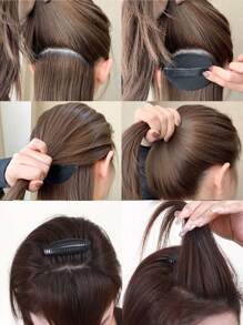 3 cái/bộ Vô hình Phụ kiện tóc Đối với Thúc đẩy tăng trưởng tóc , Bao gồm Tóc Bump Chèn Cái đệm , Kẹp tóc Lược , Và Tóc mái Tạo kiểu - màu đen - Xem 1