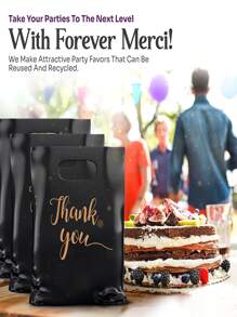 20 件黑色感谢礼品袋，节日生日单身派对婚礼礼物包装塑料袋，圣诞节 - 黑色 - 查看 5