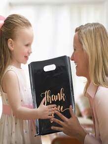 20 件黑色感谢礼品袋，节日生日单身派对婚礼礼物包装塑料袋，圣诞节 - 黑色 - 查看 6