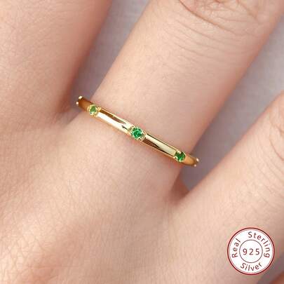ESBERRY 1 pieza Anillo exquisito, Joyería de mujer, Chapado en oro de plata de ley 925, Joyería delicada, Uso diario, Regalo
